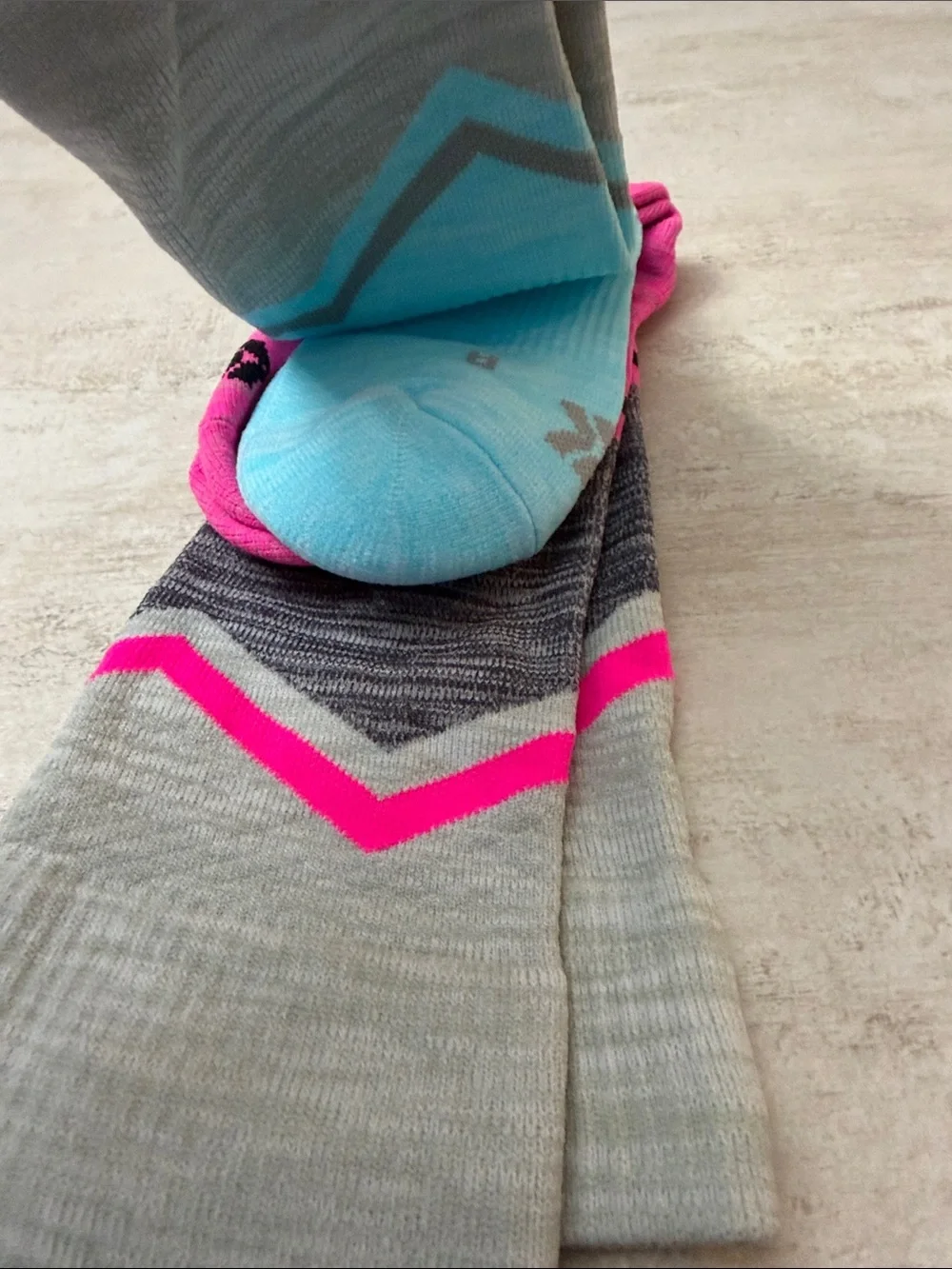 all in motion Chevron Athletic knee high compression Socks - Pink & Light Blue